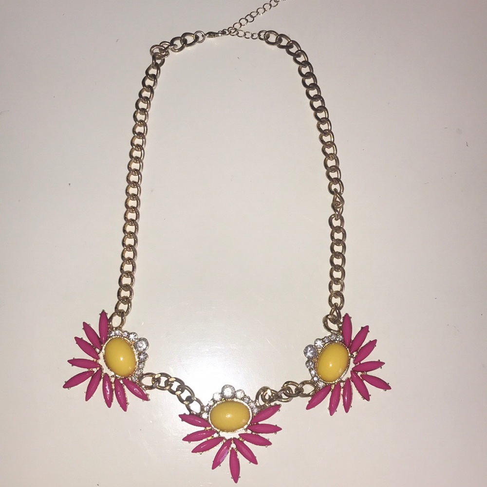 Pink and yellow statement necklace